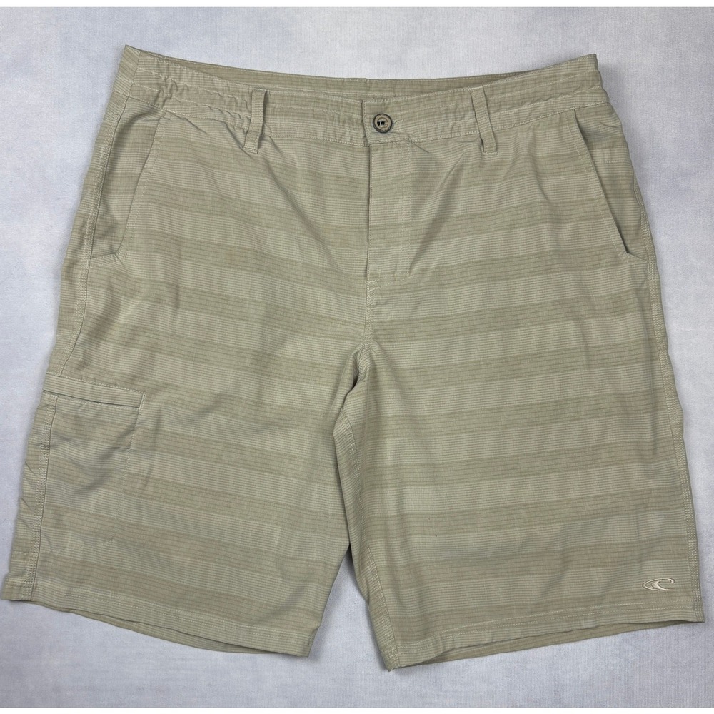 O'Neill Mens Hybrid Shorts Size 36 Khaki Tan Striped Performance A105A311PS